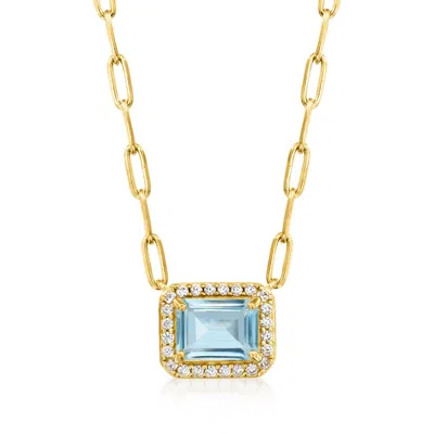 Ross-simons Sky Blue Topaz Paper Clip Link Necklace With . White Topaz In 18kt Gold Over Sterling