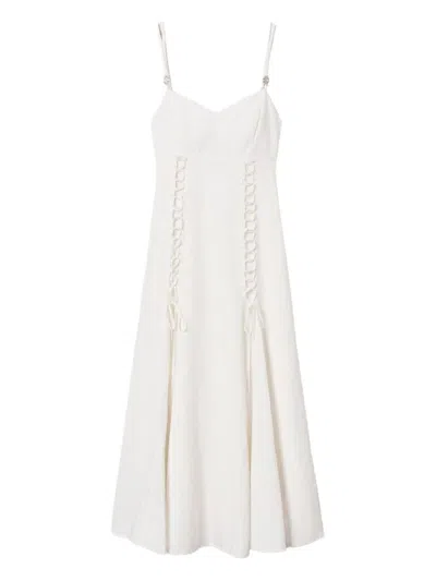 Twinset Twin-set V-neck Midi Dress With Lace-up Detailing