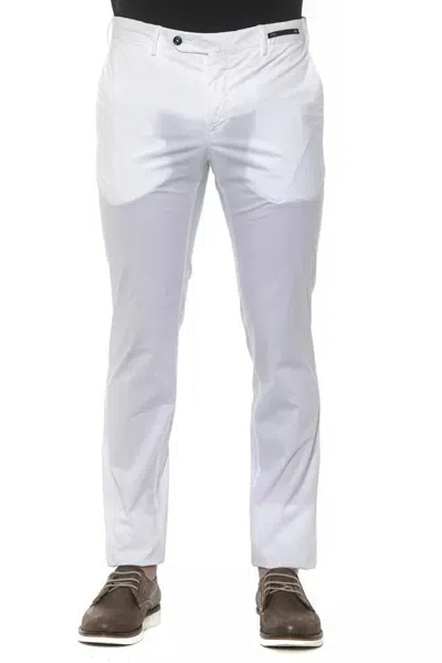 Pt Torino Cotton Pant With Waist Belt Loops In White