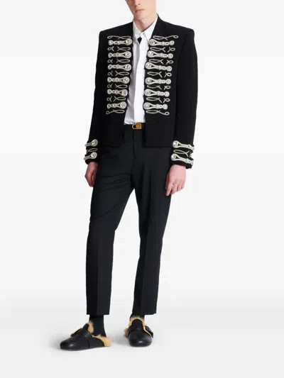 Balmain Spencer Slim-fit Crystal-embellished Crepe Blazer In Black