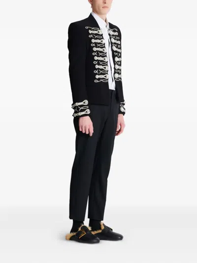 Balmain Spencer Slim-fit Crystal-embellished Crepe Blazer In Black
