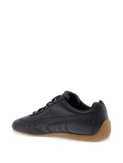 Puma 'speedcat' Black Low Top Sneakers With Embossed Logo On The Tongue And Contrasting Sole In Black