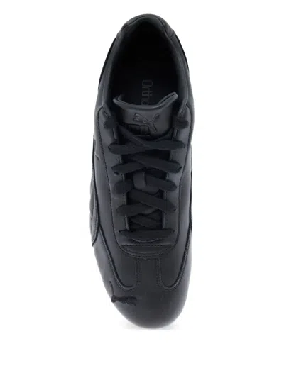Puma 'speedcat' Black Low Top Sneakers With Embossed Logo On The Tongue And Contrasting Sole In Black