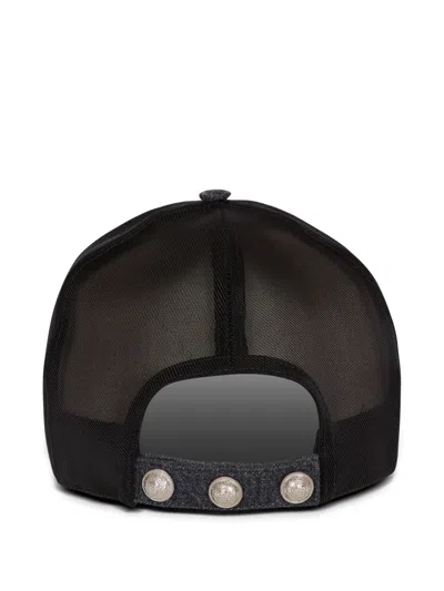 Balmain Écusson-embroidered Denim Cap In Black