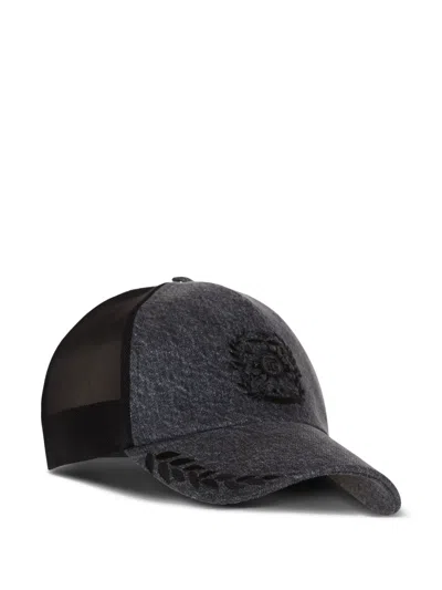 Balmain Écusson-embroidered Denim Cap In Black