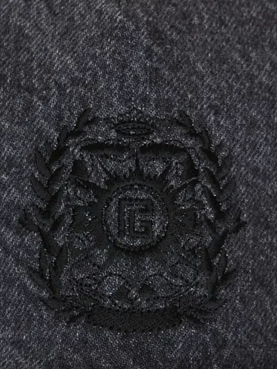 Balmain Écusson-embroidered Denim Cap In Black