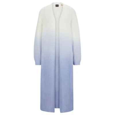 Hugo Boss Long-length Dip-dye Cardigan With Wool And Alpaca In Purple