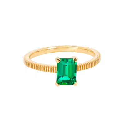 Tiramisu 14k Plated 0.75 Ct. Tw. Lab-grown Zambian Emerald Ring