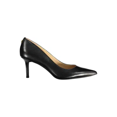 Ralph Lauren Black Leather Flat Shoe In Black