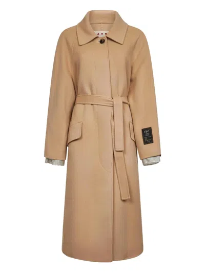 Marni Camel Virgin Wool And Cashmere Single-breasted Coat In Neutral