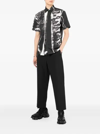 Dunhill Abstract-print Short-sleeve Shirt In Black