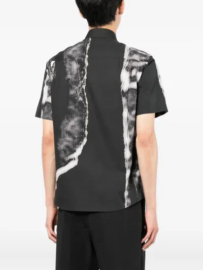 Dunhill Abstract-print Short-sleeve Shirt In Black