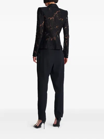 Balmain 1-button Fitted Lace Jacket In Black