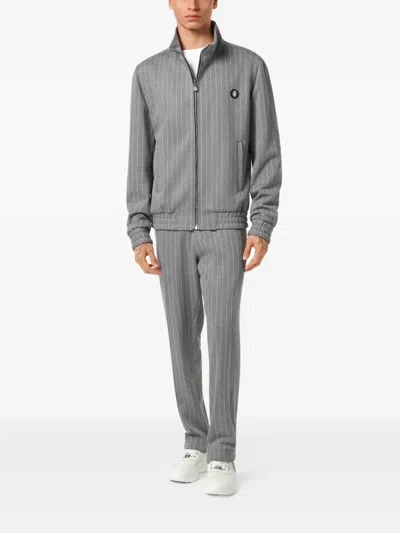 Billionaire Pinstripe Zip-up Jacket In Gray