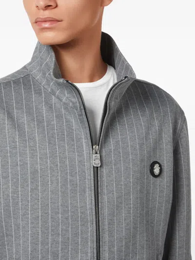 Billionaire Pinstripe Zip-up Jacket In Gray