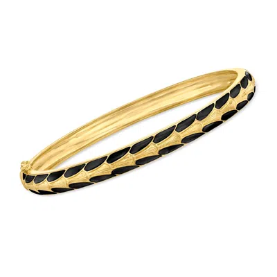 Ross-simons Black Enamel Art Deco-style Bangle Bracelet In 18kt Gold Over Sterling