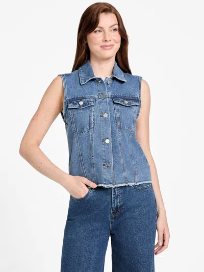 Guess Factory Arla Denim Vest In Blue