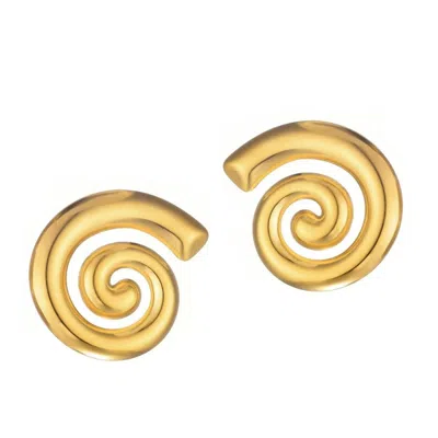 Adornia Tarnish Resistant 18k Gold Plated Swirl Statement Stud Earrings In Gold
