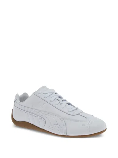 Puma Speedcat White Low Top Sneakers With Embossed Logo On The Tongue And Contrasting Sole In Leather Uni In White