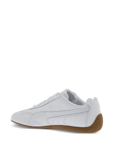 Puma Speedcat White Low Top Sneakers With Embossed Logo On The Tongue And Contrasting Sole In Leather Uni In White