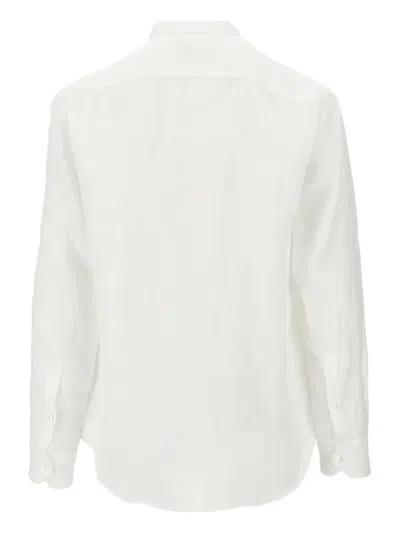Emporio Armani Linen Shirt With Guru Collar In White