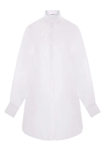 Ermanno Scervino Classic Button-down Shirt With Floral Embroidery In White