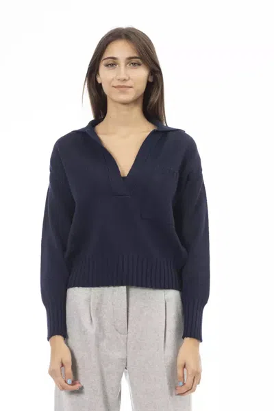 Alpha Studio Blue Wool Women Sweater In Blue