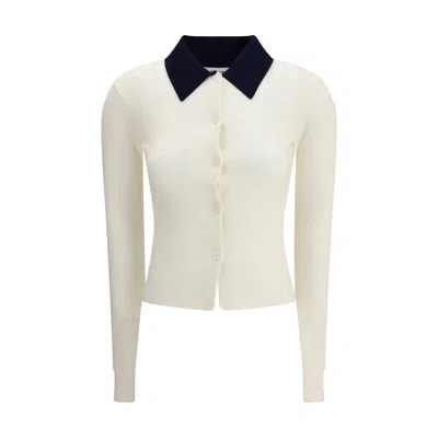 Self-portrait Self Portrait Women Wool Cardigan With Contrasting Collar In White