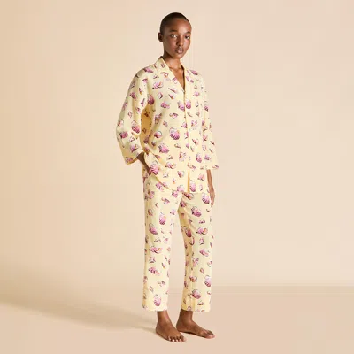 Olivia Von Halle Casablanca Junonia Yellow Seashell Pajamas