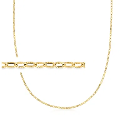 Ross-simons Italian 14kt Yellow Gold Textured And Polished Cable-chain Necklace