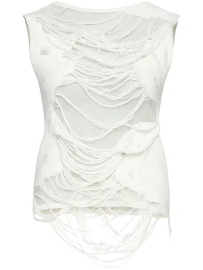 Mm6 Maison Margiela Mm6 By Maison Margiela Layered Distressed Fabric Sleeveless Top