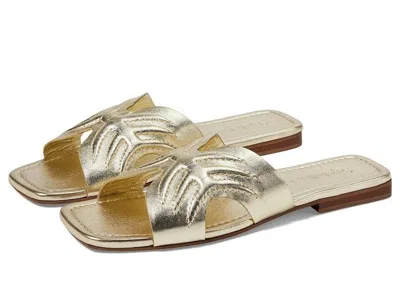 Seychelles Madhu Sandals Women's Us 11 Gold Leather Square Toe Slip-on Khd1184 In Gold