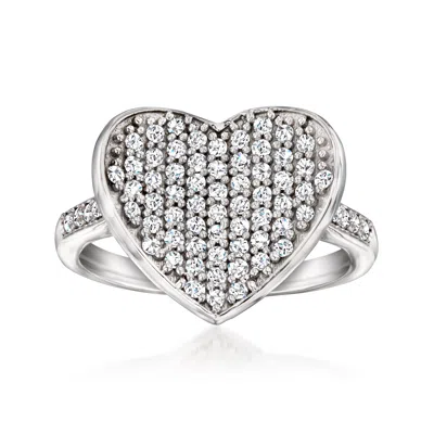 Ross-simons Pave Diamond Heart Ring In Sterling Silver