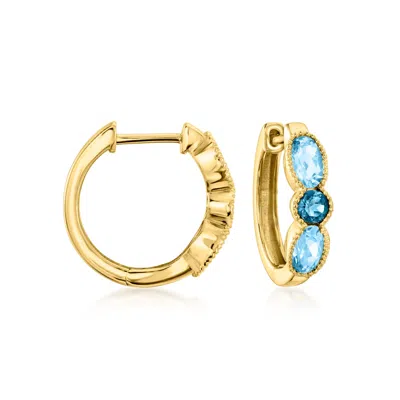 Ross-simons Swiss And London Blue Topaz Huggie Hoop Earrings In 18kt Gold Over Sterling