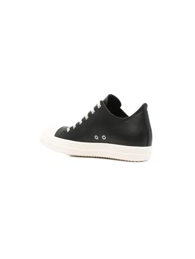 Rick Owens Men Low Sneaks In Grain Calf Leather In Black