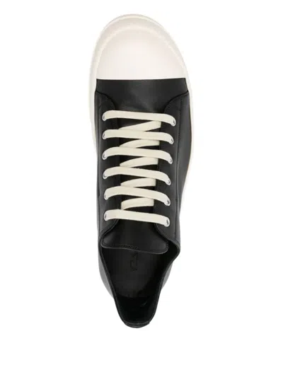 Rick Owens Men Low Sneaks In Grain Calf Leather In Black