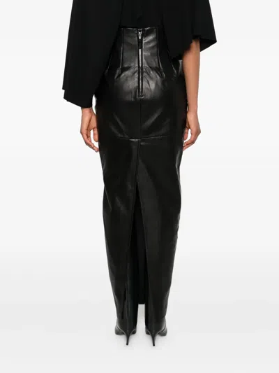 Rick Owens Leather Maxi Skirt In Black