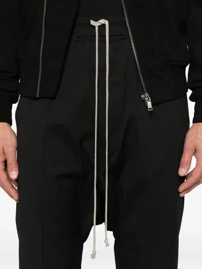Rick Owens Black Hollywood Heavy Drawstring Cropped Trousers In Black