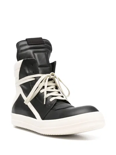 Rick Owens Geobasket High-top Leather Sneakers In White