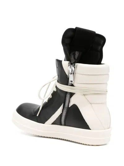Rick Owens Geobasket High-top Leather Sneakers In White