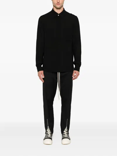 Rick Owens Wool Shirt Jacket In Black