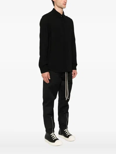 Rick Owens Wool Shirt Jacket In Black