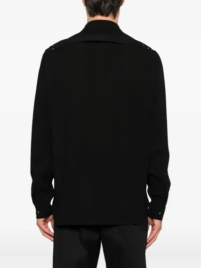 Rick Owens Wool Shirt Jacket In Black