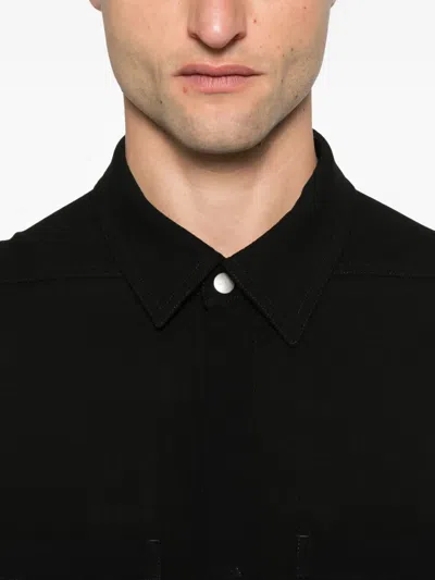 Rick Owens Wool Shirt Jacket In Black