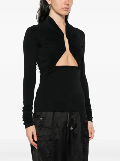 Rick Owens Cut Out-detail Top In Black