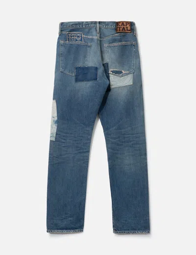 Kapital Monkey Cisco Straight-leg Distressed Patchwork Jeans In Blue