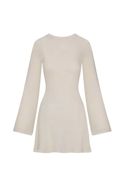 Anemos Bell Sleeve Mini Dress In Natural Tencel Linen Knit