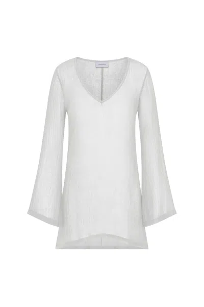 Anemos Bell Sleeve Tunic Dress In Woven Cotton Gauze