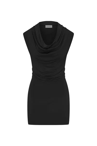 Anemos Cowl Neck Mini Dress In Compact Jersey