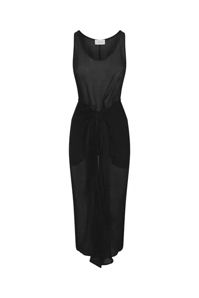 Anemos D.k. Midi Wrap Dress In Woven Cotton Gauze